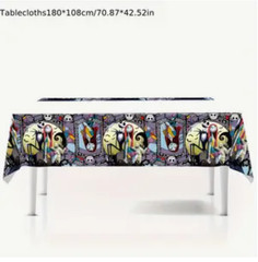 NIGHTMARE BEFORE CHRISTMAS Plastic Party Birthday Tablecloth 70×42 White Black