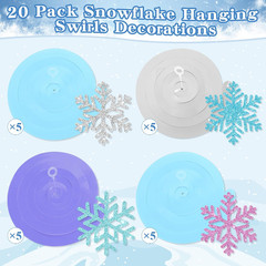 Snowflake Hanging Decorations, Winter Party Hanging Swirls Ceiling Streamers Pur