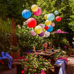 Hanging Paper Lanterns Decorative, Rainbow Colorful Chinese Paper Lanterns Ceili