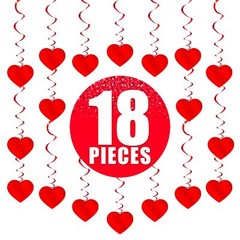 18-Pack Valentine’s Heart Hanging Swirl Decorations Romantic Atmosphere Setup