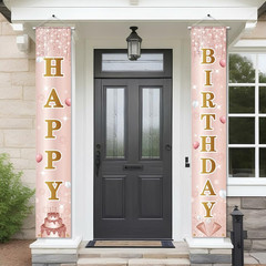 Birthday Decorations Banner, Happy Birthday Door Sign for Men Women Boys Girls I