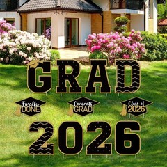 Durable 2026 Graduation Yard Signs – 11 Waterproof Signs with 23 Stakes Included