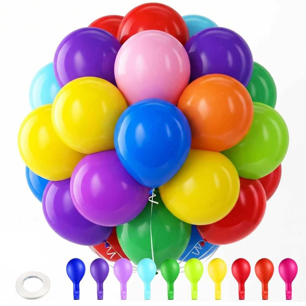 Chibon 150 pcs Rainbow Latex Balloons, 5 inches Assorted color ballons, Round…