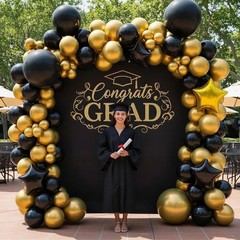 Black and Gold Balloons, 2026 Graduation Decorations 130pcs Black Metal Gold …