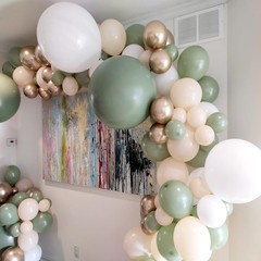 Sage Green Gold Confetti Balloons – 50 Pcs Olive Green Blush Gold Metallic Latex