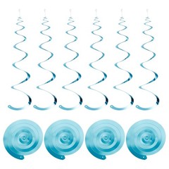 30 Pcs Light Blue Party Hanging Swirls Single Strip Ceiling Decorations Set