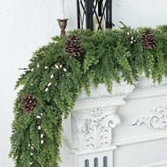 2P 6ft Artificial Christmas Garland, Real Touch Cedar Pine Garland-Pine Wreath&&
