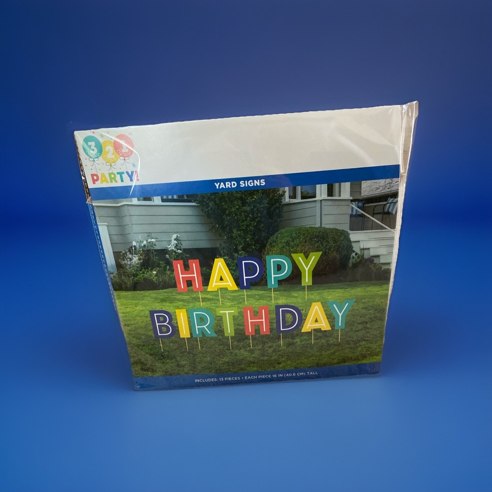 321 PARTY Happy Birthday Yard Sign Multi Color 13 Pieces 16 in. Tall Each. New