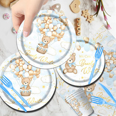 Blue Bear Baby Shower Decorations, 142Pcs Bearly Wait Baby Shower Decorations Ta