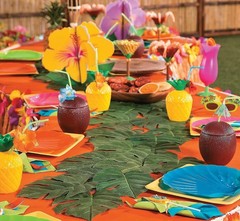 BULK 72-PC Medium 6″X8″ Tropical Monstera Leaves Polyester Luau Beach Decor #4-P