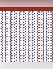 TWO 2 Pks Party Curtains (4 Pc Total) Red White Blue Stars Backdrop MSRP $30 NEW