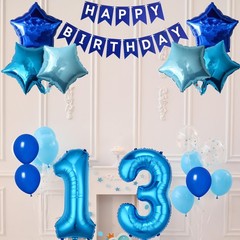 13th Birthday Party Decorations Blue Teenager Party Number 13 Balloons Happy …