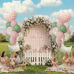 One Silly Goose Birthday Decorations Girl – Goose Balloons with Pink Printed …