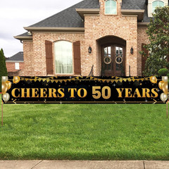 50Th Birthday Decorations for Men & Women – 10Ft «Cheers to 50 Years» Black & Go