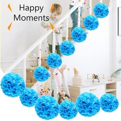 12 PCS Tissue Paper Pompoms Hanging Flowers Ball ZH/Sky Blue 10/12 Inch