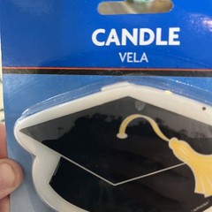 Graduation Candle, 2″ x 4″, 1 Piece, Amscan Cake Topper Black Gold White