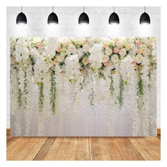 White Rose Floral Theme Photography Backdrops Bridal Shower Wedding Flowers Phot