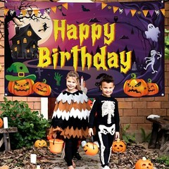 KatchOn, Happy Birthday Halloween Banner – XtraLarge, 72×44 Inch | Purple Hal…