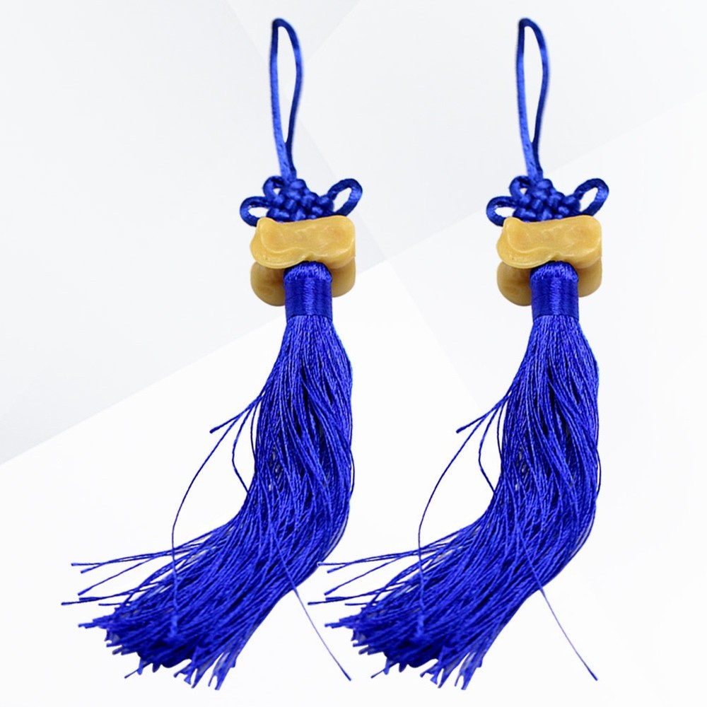 2Pcs Blue Chinese Knot Reusable Tassels for Car Hanging and Jewelry Craft