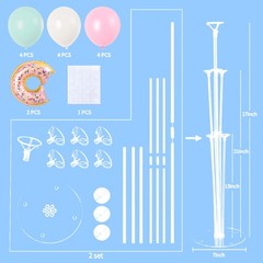Donut Balloon Table Centerpiece Stand Kit 2 Sets for Table with 2 Doughnut Fo…