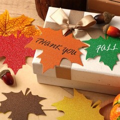 90 PCS Fall Maple Leaves Printed Glitter Paper Leaf Cutouts Bulletin Board