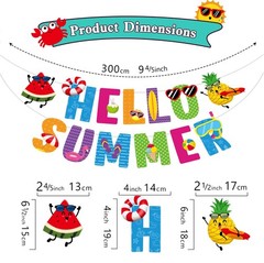 Summer Party Decorations, NO-DIY Summer Decorations includes Hello Summer Ban…