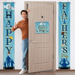 Happy Fathers Day Decorations-Father Day Porch Sign,3pcs Blue Father Day Front