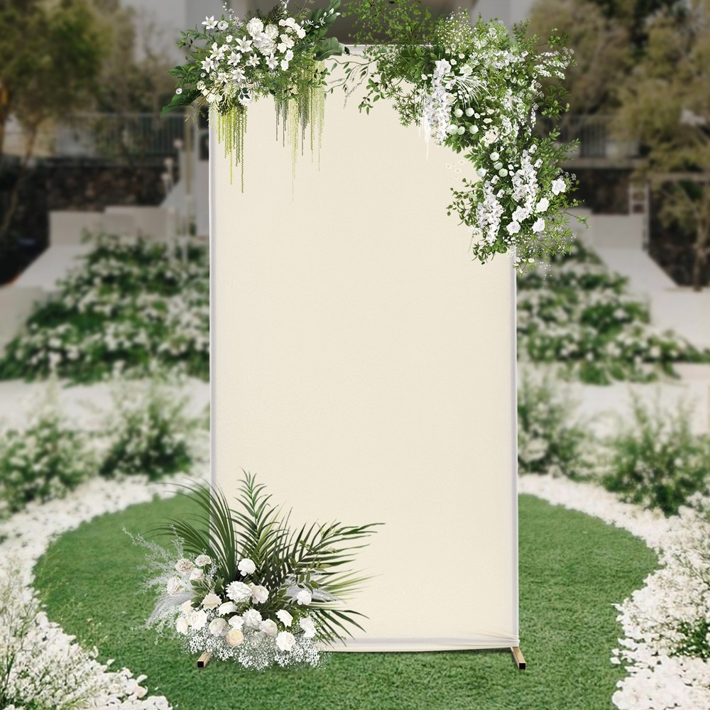Freestanding Wedding Backdrop Stand Gold&Beige Backdrop Frame With Solid Base