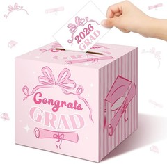 Vibrant Pink Bow Graduation Card Box – Perfect for 2026 Graduates