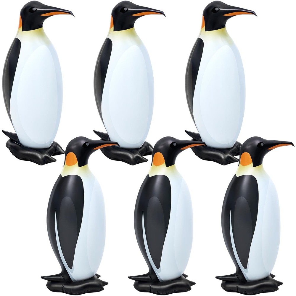 6 Pcs 20.5″ Inflatable Penguin Birthday Decorations – Cute Pool Party & Summer D