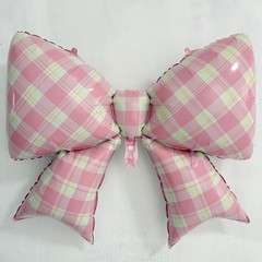 4Pcs Pink Plaid Bow Balloons 38″/Gingham Bowknot Foil Balloons for Silly Goos…