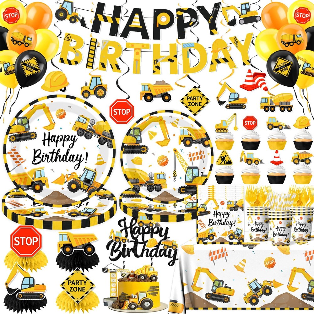 Construction Birthday Decorations,245PCS Party Blue
