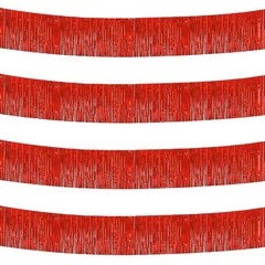 4 Pack 40 Feet Red Tinsel Foil Fringe 30 inch width and 10 feet length,