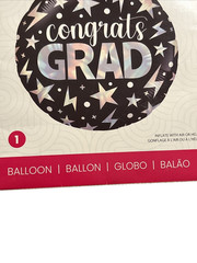 Prima “Congrats Grad” Black & Silver Balloon Graduation Party Decoration NEW