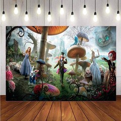 Alice in Wonderland Photography Backdrop Birthday Party Photo Background Banner