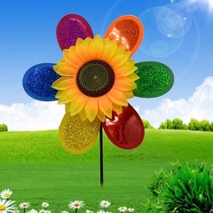 Balcony Sunflower Windmill Wind Spinner Beautiful Bright Colors Creative