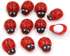 100-Pack Wooden Ladybug Stickers, Self-Adhesive Realistic 3D Decor for DIY Craft