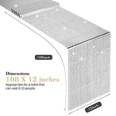 4 Packs Glitter Disco Party Table Runner 12 x 108 Inches Mirror 4pcs Silver