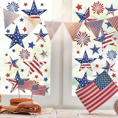 9 Sheets 4th of July Window Clings Patriotic Window Decals Watercolor Vintage U