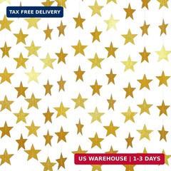 Spakon 65 Feet Glitter Star Paper Garland Banner Hanging Decoration Star Streame