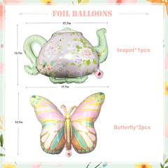 Tea Party Decorations Pink Sage Green Gold Balloon Garland Arch Kit with Teapot
