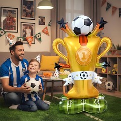 Giant Soccer Trophy Balloon Set – Self Standing Soccer Mylar Balloons for Soc…