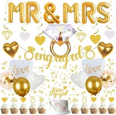 Engagement Party Decorations Sparkly Gold Engagement Decorations, Engaged Banner