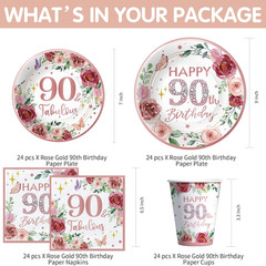 Rose Gold 90th Birthday Decorations for Women – Fabulous Celebration Set