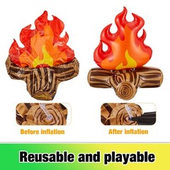 3 Pcs Inflatable Fake Campfire Camping Bonfire Props Party for Indoor Camping