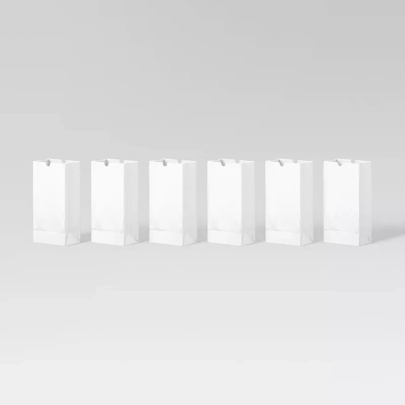 New Sun Squad Indoor/Outdoor Luminary Bags White Reusable Resin 6pk