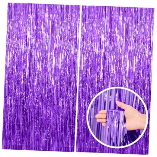 2 Pack Backdrop Tinsel Streamers Foil Fringe 39.4″w X 78.7″l (Pack of 2) Purple