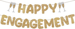 Pre Strung Happy Engagement Banner Glitter Engagement Party Decorations for Cong