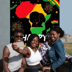 Juneteenth Decorations Happy Juneteenth Door Cover June 19th Freedom Day Banner