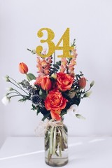 34th Birthday Decoration Centerpiece Party Favors (SET OF 3) 20 Colors Available